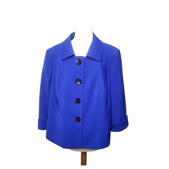 Tahari Arthur S. Levine Women's Size 18W Blue Lined Preppy Snap Closure Blazer - Picture 1 of 10
